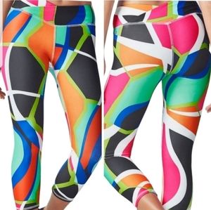 Fabletics Winn Printed Popsicle Color Mid Rise Powerhold Capri Leggings Retro
